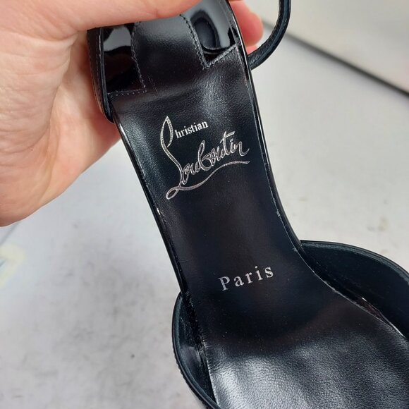 Christian Louboutin Jane Patent Strappy Slingback Pumps - Picture 5 of 12
